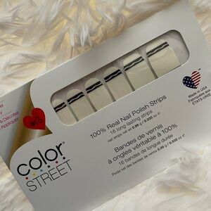 Color Street Flying Colors white with black design nail polish strips